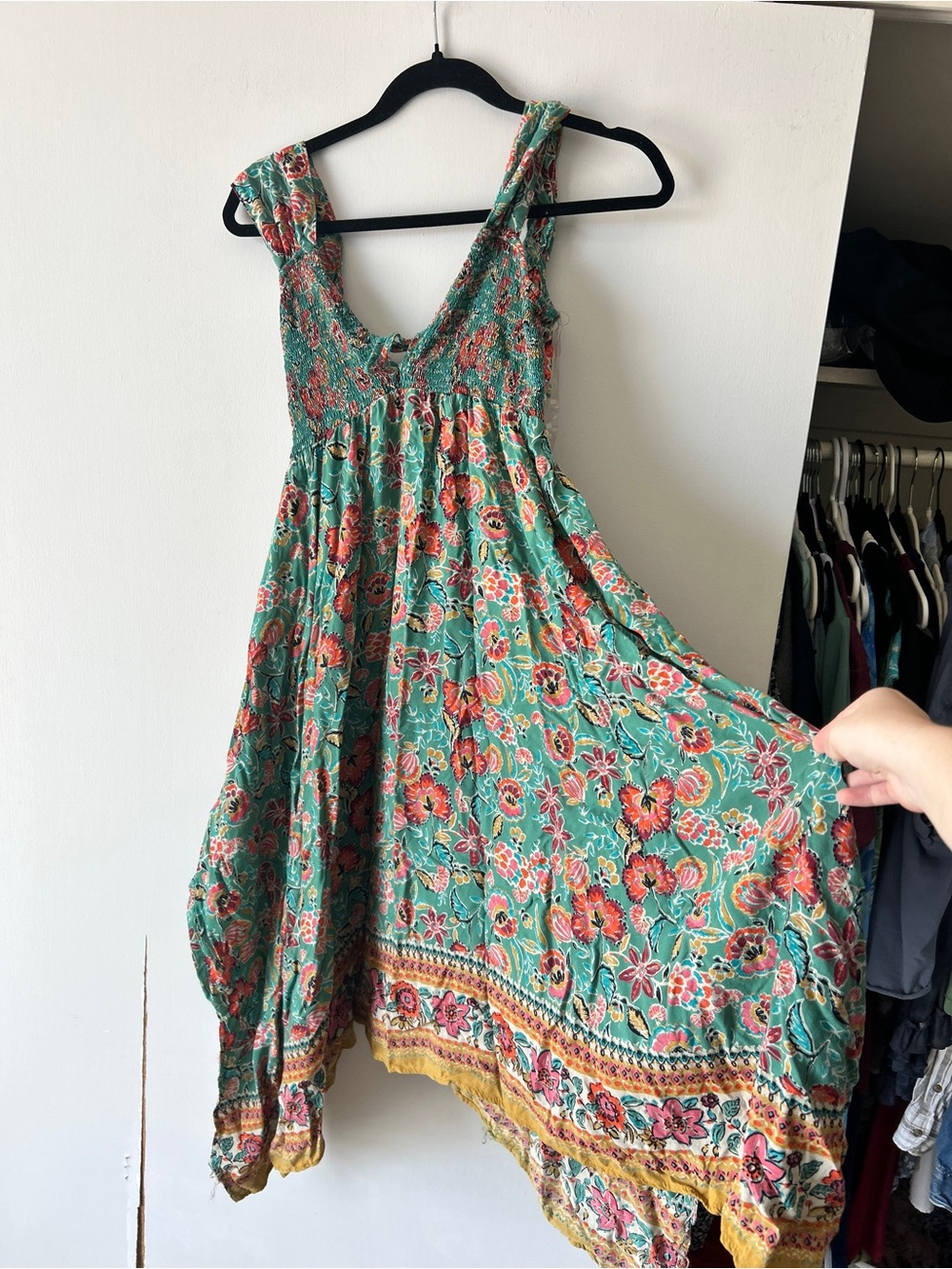 Angie Green Floral Border-Print Midi Dress - Picture 2 of 6